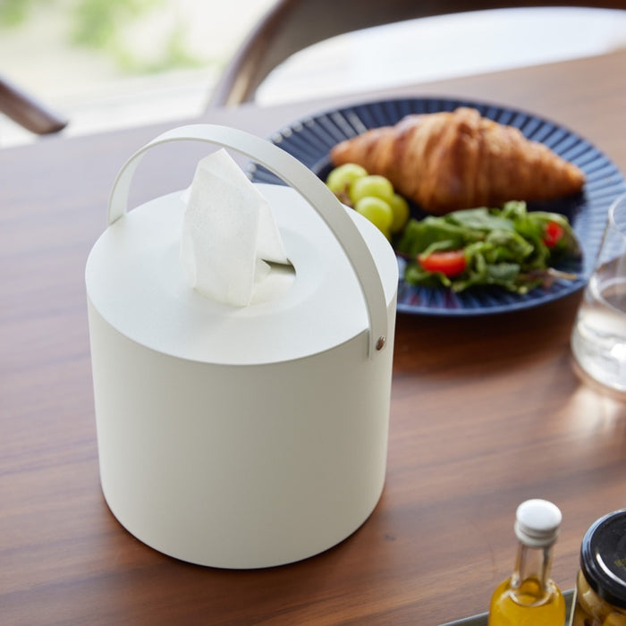 Yamazaki Tissuebox Rond met Handvat - Tower - Wit