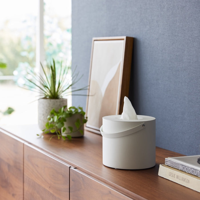 Yamazaki Tissuebox Rond met Handvat - Tower - Wit