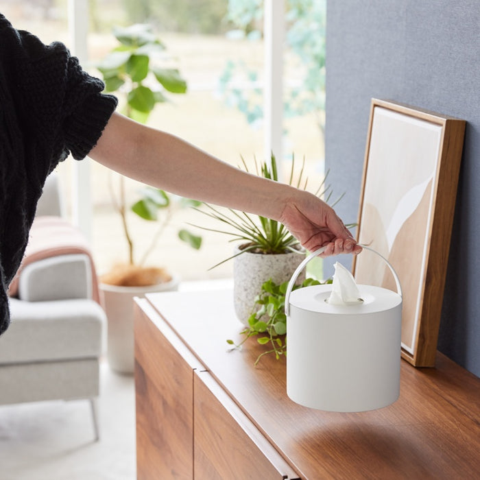 Yamazaki Tissuebox Rond met Handvat - Tower - Wit