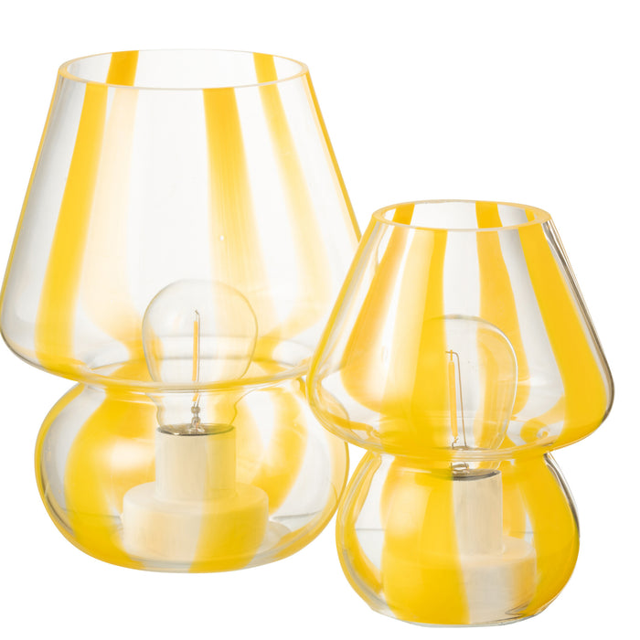 J-Line tafellamp Strepen - glas - transparant|geel - large