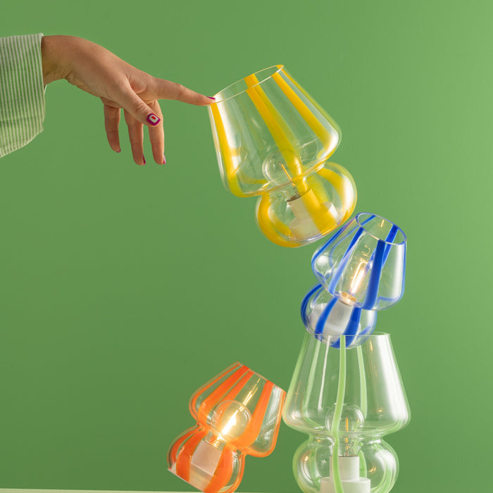 J-Line tafellamp Strepen - glas - transparant|geel - large