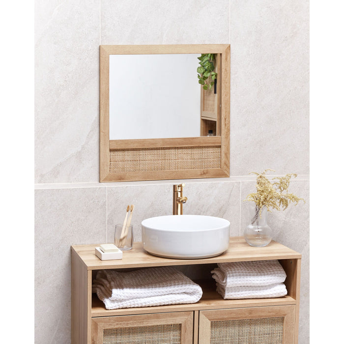 Beliani - ROSELL - Wandspiegel - Lichthout - 60 x 60 cm - Vezelplaat