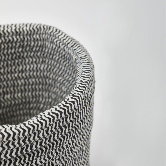 Rena Opbergmand Black Small | Zwart | Wit | Katoen | Polyester