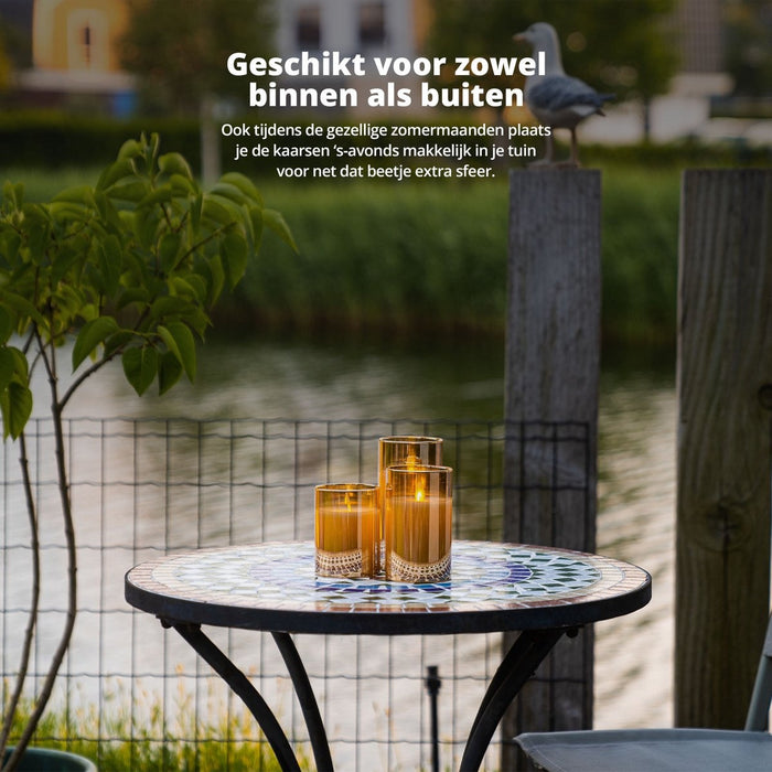 FlinQ LED Kaarsen Goud Glas met Bewegende Vlam Incl. Afstandsbediening