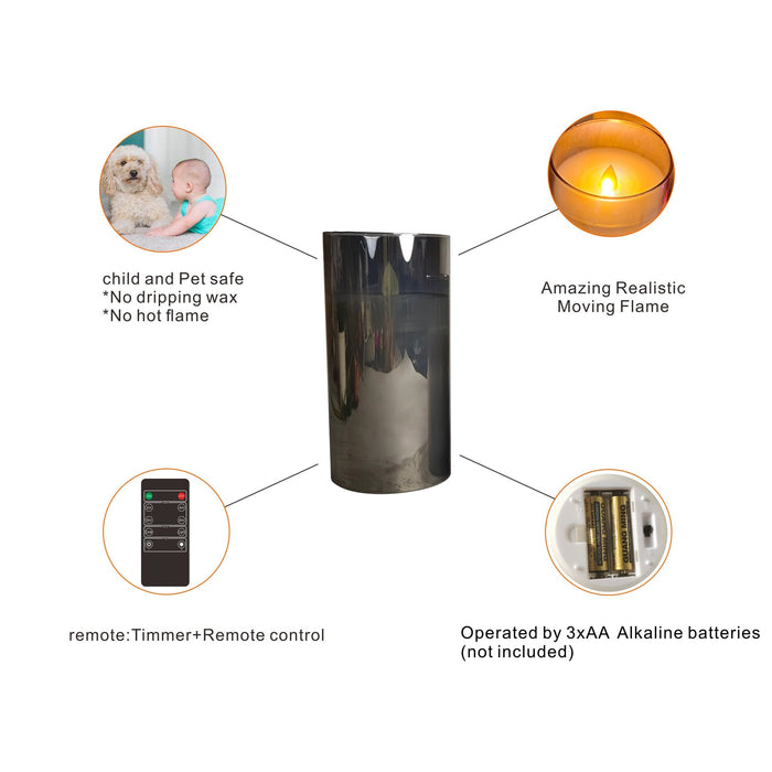 FlinQ LED Kaarsen Smoke Glas met Bewegende Vlam Incl.