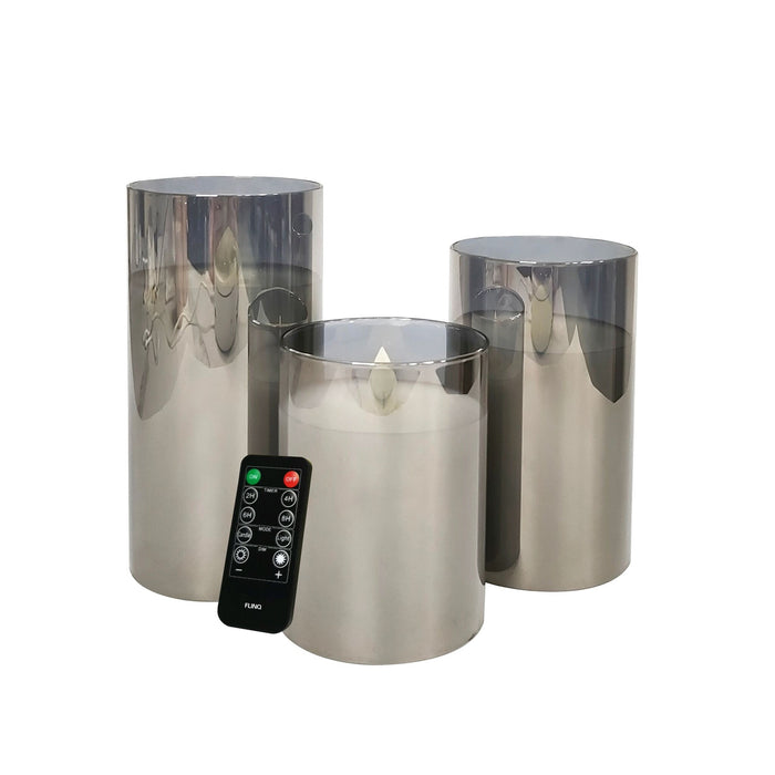 FlinQ LED Kaarsen Smoke Glas met Bewegende Vlam Incl.