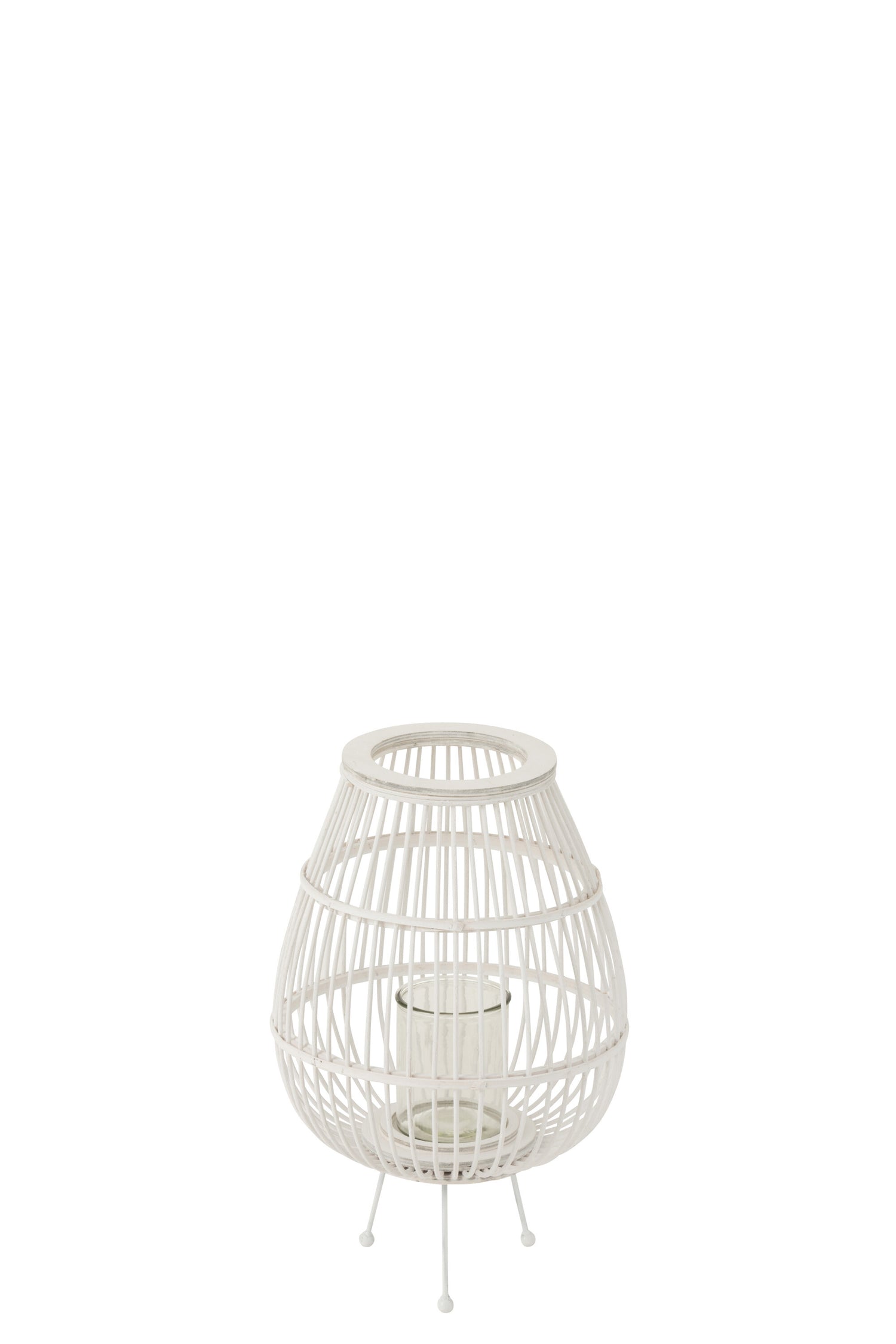 J-line - Lantaarn Daya Hout Mat Wit Small - 31x31x47.5cm