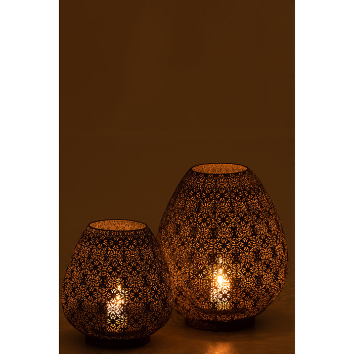 J-line - Theelichthouder Oosters Metaal Grijs Large - 36.5x37x43cm