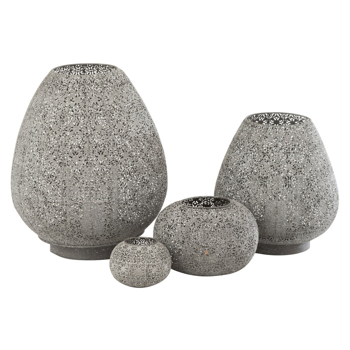 J-line - Theelichthouder Oosters Metaal Grijs Large - 36.5x37x43cm