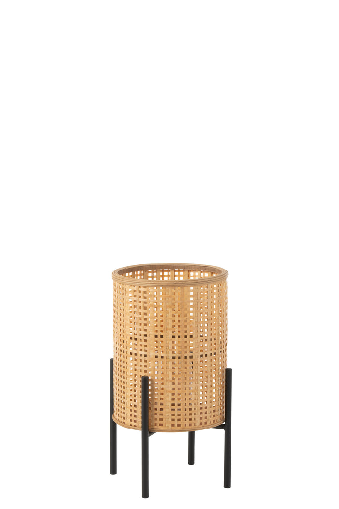 J-line - Lantaarn Op Voet Bamboo Naturel Small - 31.5x31.5x50.5cm