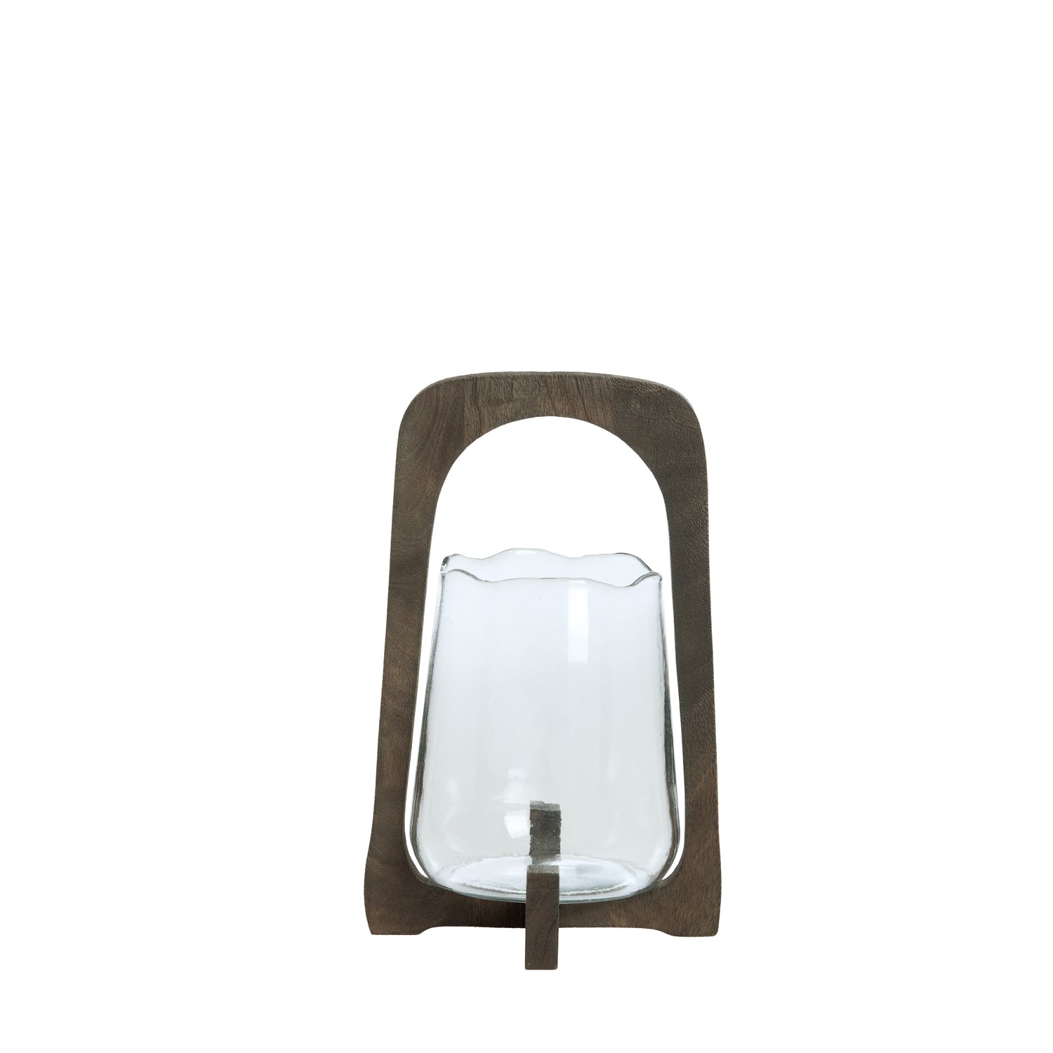 Light&living Windlicht Ø21,5x35 cm ANOSY glas helder+hout mat d bruin