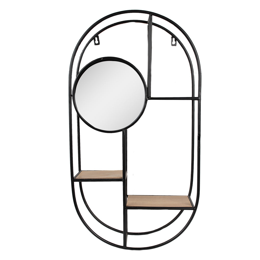 Clayre & Eef Spiegel  35x12x65 cm Zwart Ijzer Hout Passpiegel