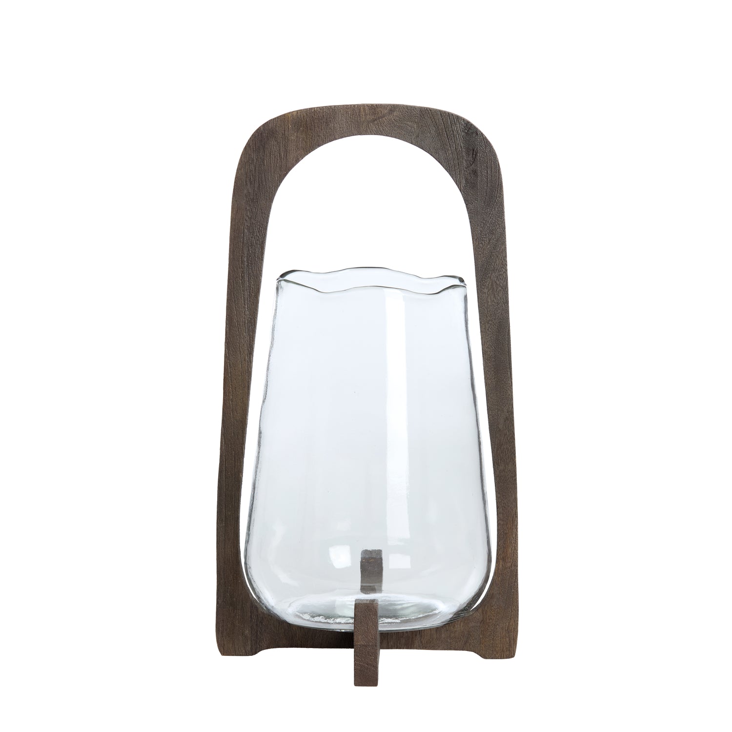 Light&living Windlicht Ø26x48 cm ANOSY glas helder+hout mat d bruin