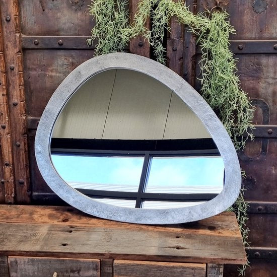 Benoa Esther Large Nickel Egg-shaped Mirror 60 cm