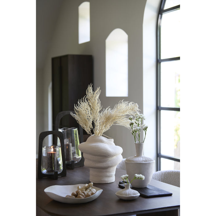 Light&living Windlicht Ø26x48 cm ANOSY glas helder+hout mat d bruin