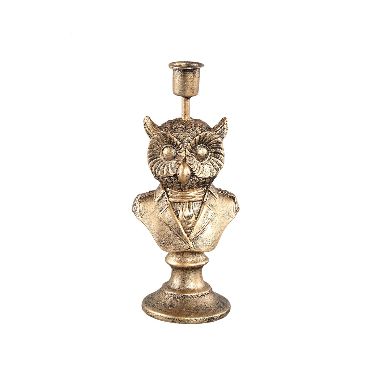 PTMD Ressy Gold poly candleholder dressed up owl SET van 2