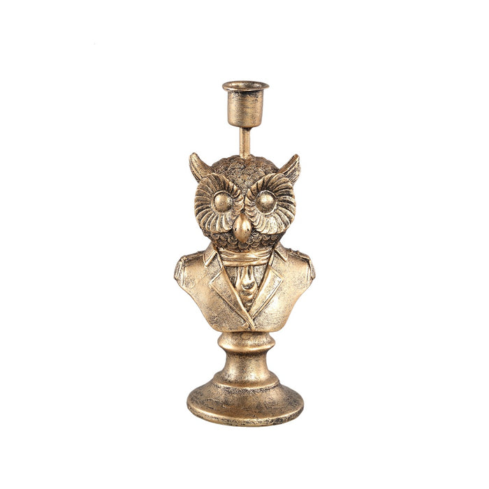 PTMD Ressy Gold poly candleholder dressed up owl SET van 2