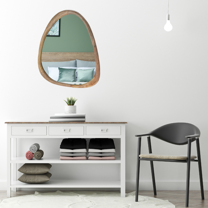 MISOU Wandspiegel Hout Organische Vorm Spiegel Badkamerspiegel Woon...