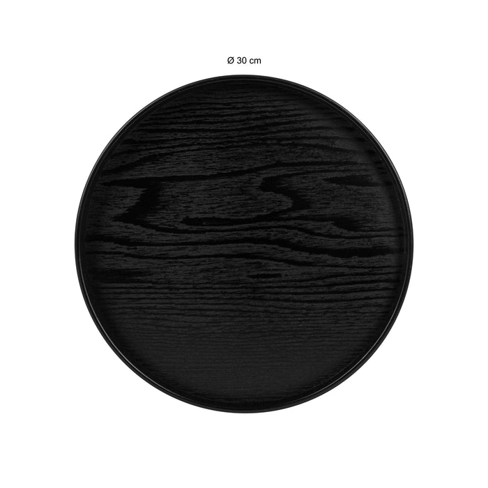 QUVIO Houten dienblad rond - Maat L - Diameter 30 cm - Zwart