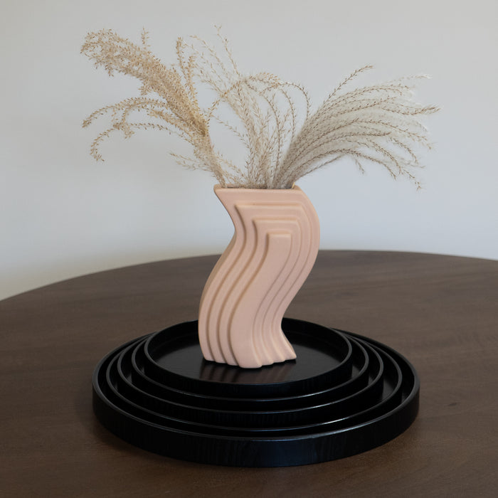 QUVIO Houten dienblad rond - Maat L - Diameter 30 cm - Zwart