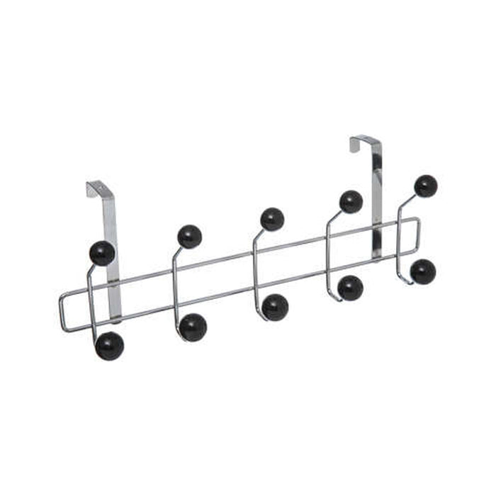 5Five Deur kapstok - zilver|zwart - 10-haaks - B44 x H17 cm