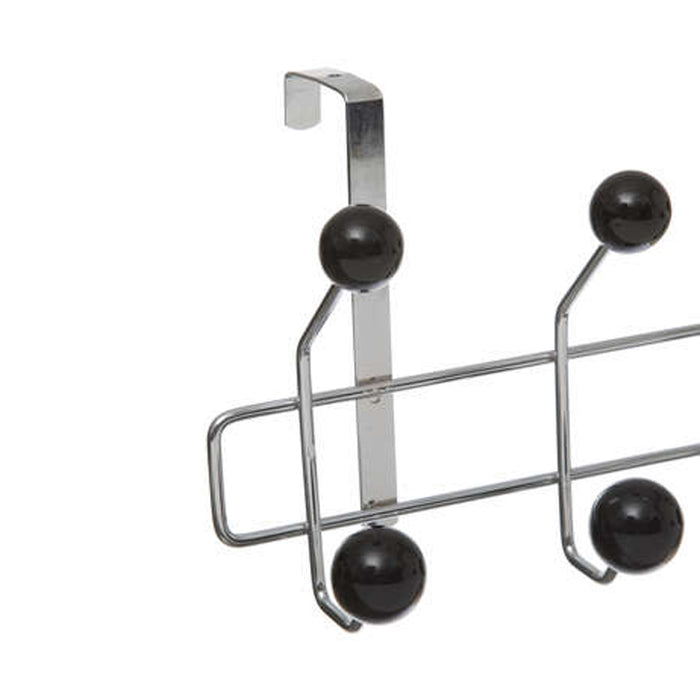 5Five Deur kapstok - zilver|zwart - 10-haaks - B44 x H17 cm