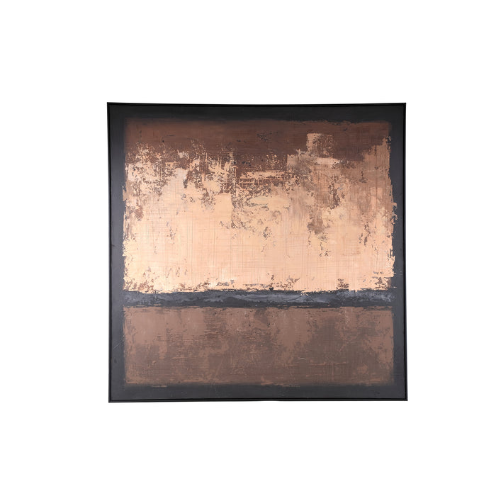 PTMD Asante Brown Canvas Painted Wallpanel Square Frame