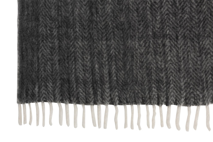 J-line - Plaid Boord Acryl|wol Zwart|wit - 190x136x0.5cm