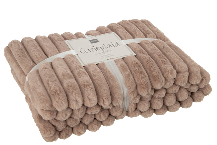 J-line - Plaid Corduroy Polyester Licht Karamel - 180x130x3cm