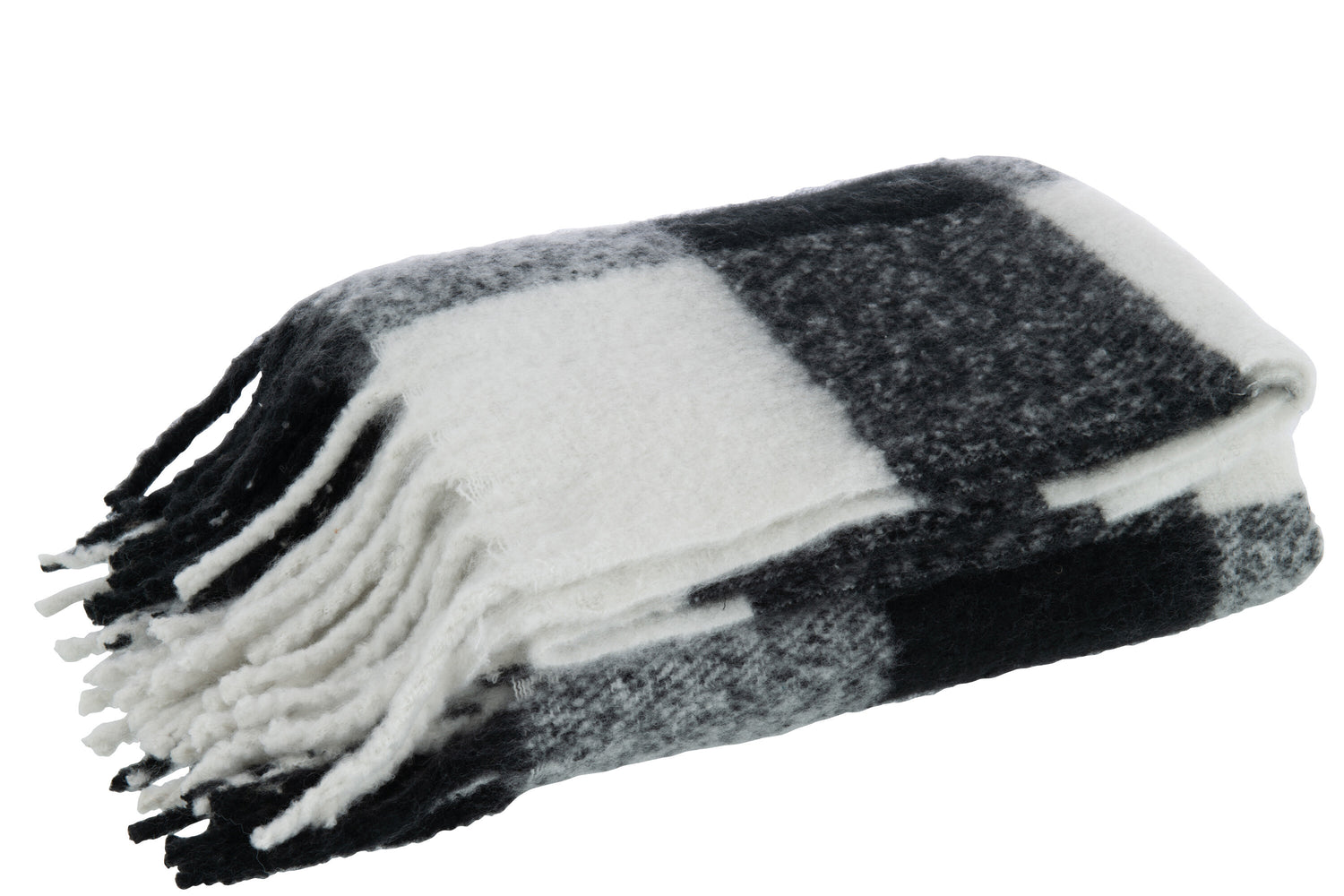 J-line - Plaid Tegels Polyester Zwart|wit - 127x152x1cm