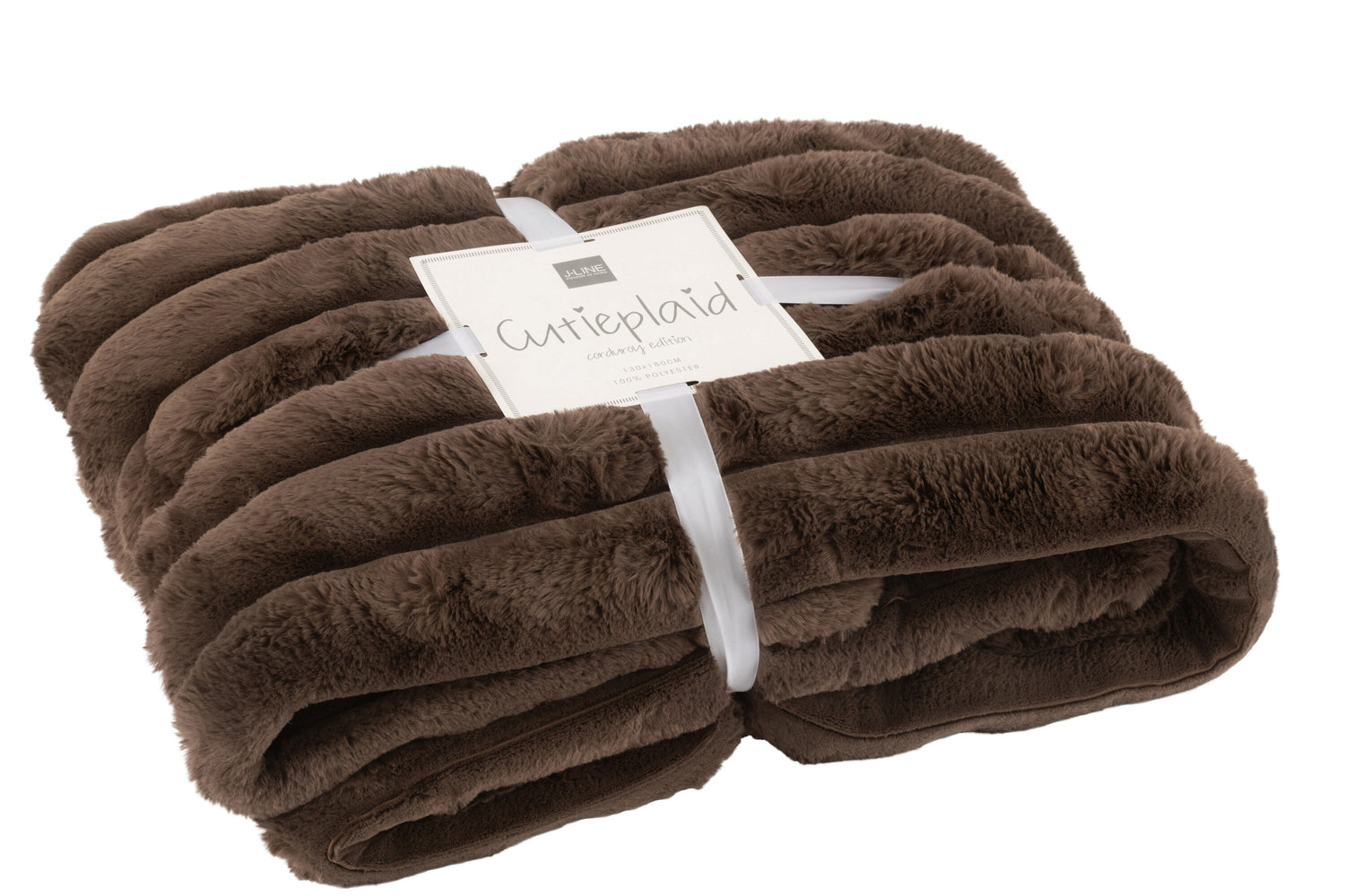 J-line - Plaid Large Corduroy Polyester Chocolade - 180x130x2cm