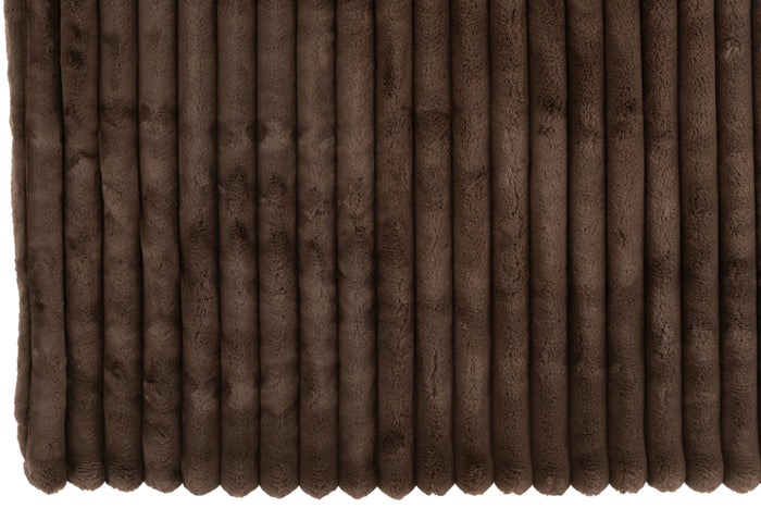 J-line - Plaid Large Corduroy Polyester Chocolade - 180x130x2cm