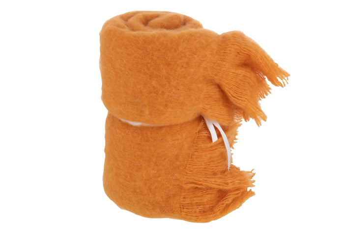 J-line - Plaid Franje Polyester Ochre - 180x130x2cm