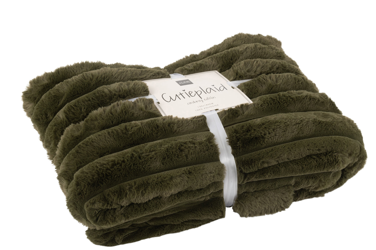 J-line - Plaid Large Corduroy Polyester Donkergroen - 180x130x2cm