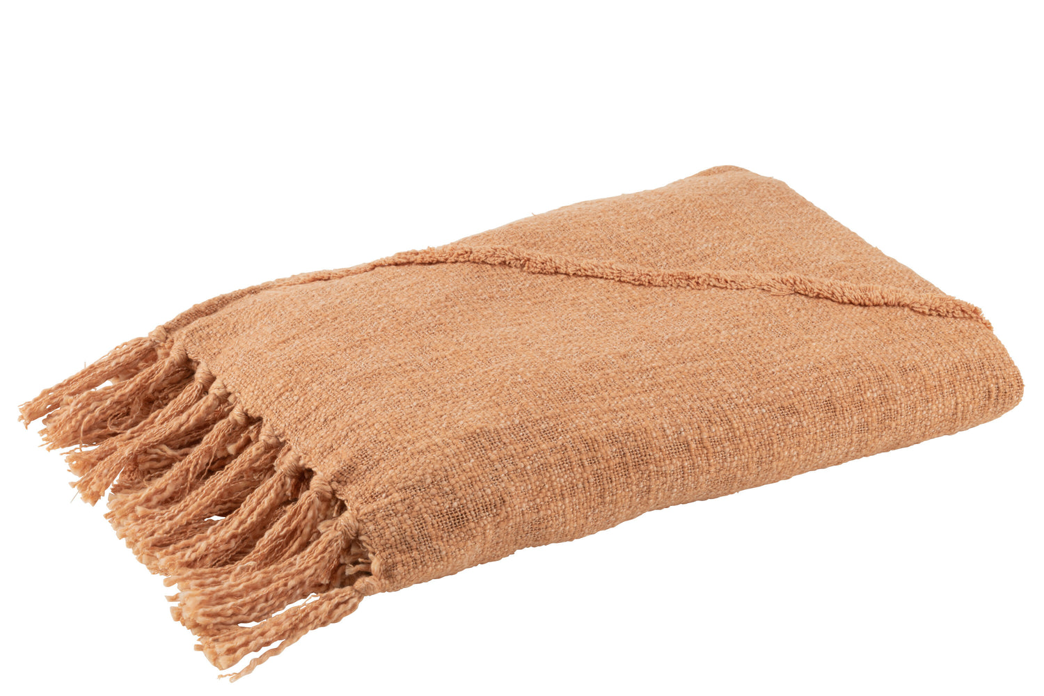 J-line - Plaid Kwastjes Katoen Koraal - 190x56x1cm