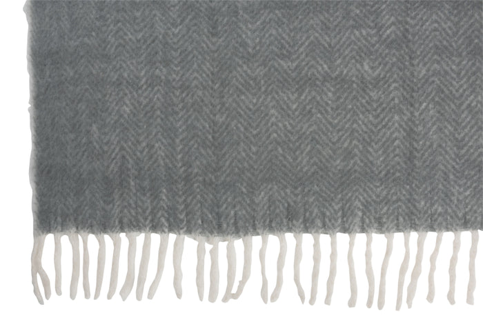 J-line - Plaid Alpha Acryl|wol Grijs|wit - 190x136x0.5cm