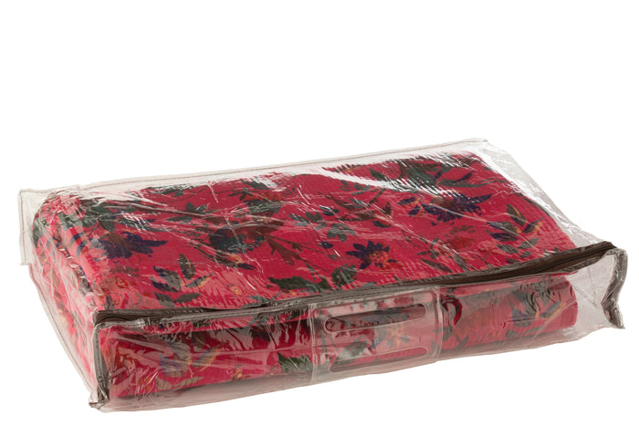 J-Line deken Vogels|Bloemen - katoen|fluweel - roze