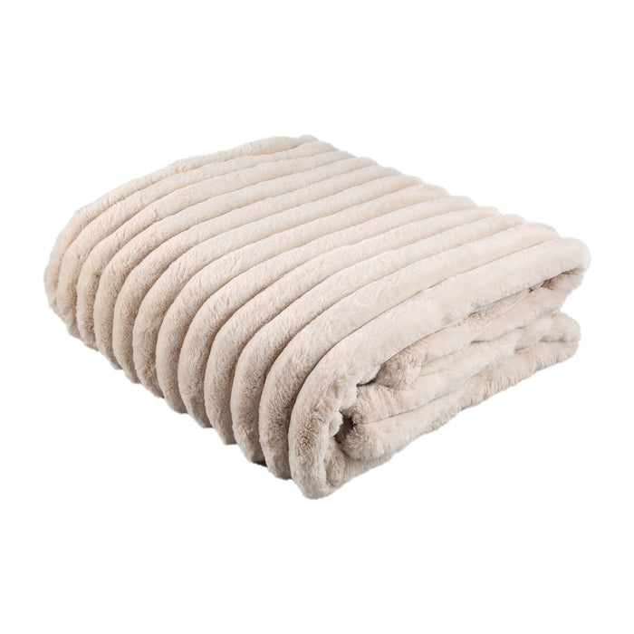 PTMD Hadi Cream Ribbed Fake Fur Plaid Large