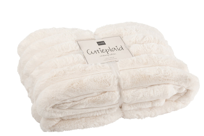 J-line - Plaid Large Corduroy Polyester Wit - 180x130x2cm