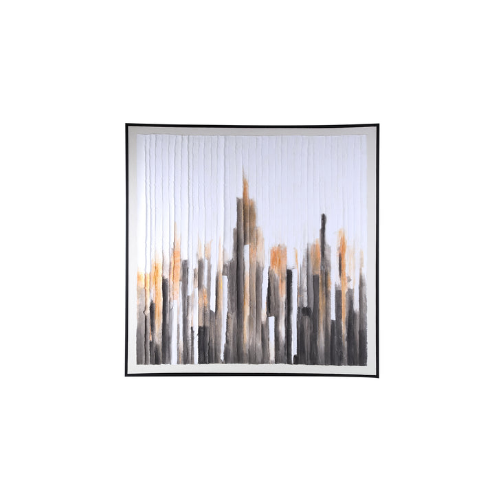 PTMD Gustas Brown Framed Wallpanel Poly Strips Square