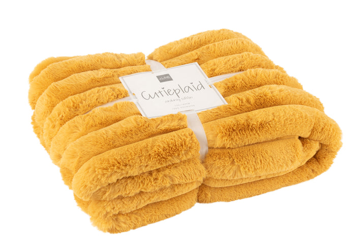 J-line - Plaid Large Corduroy Polyester Oker - 180x130x2cm