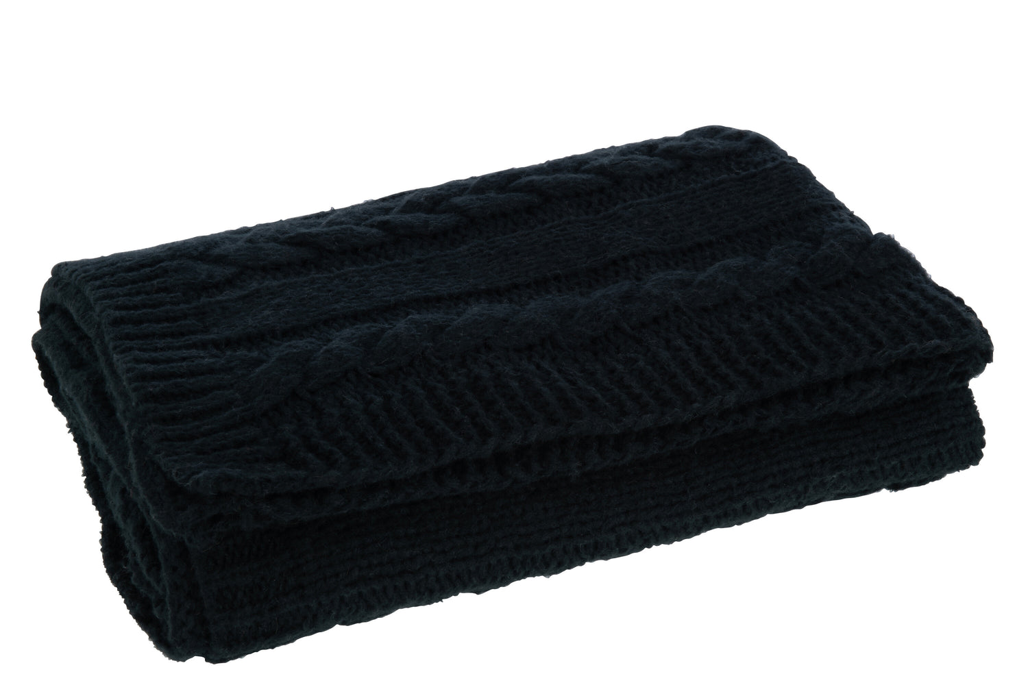 J-line - Plaid Twist Polyester Zwart - 130x180x3cm