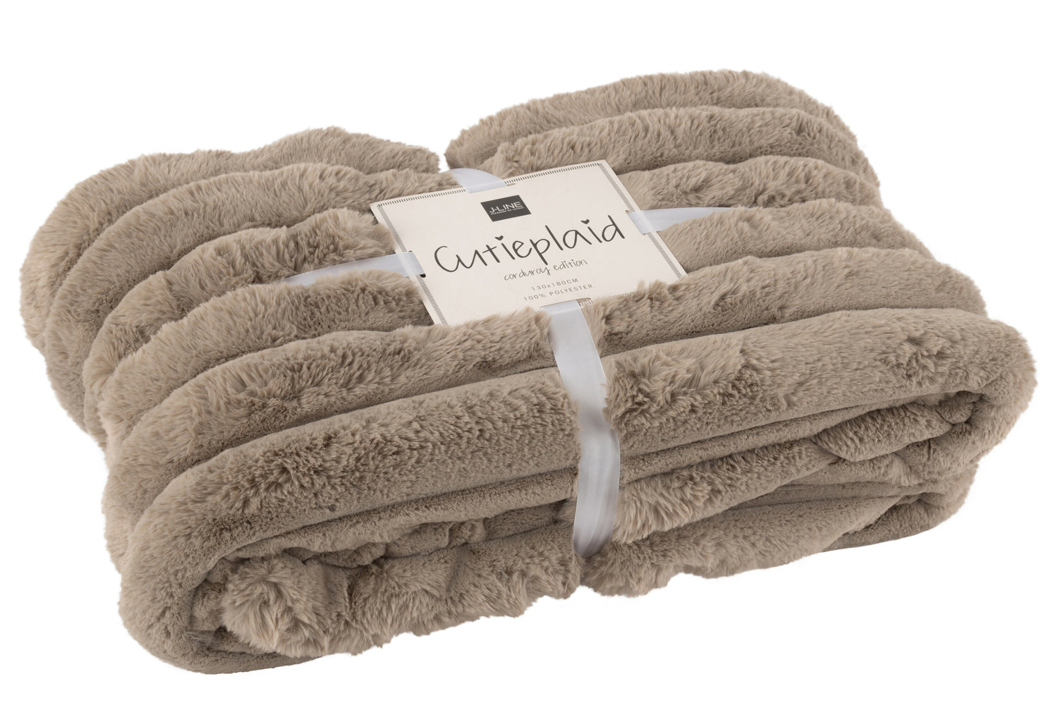 J-line - Plaid Large Corduroy Polyester Taupe - 180x130x2cm