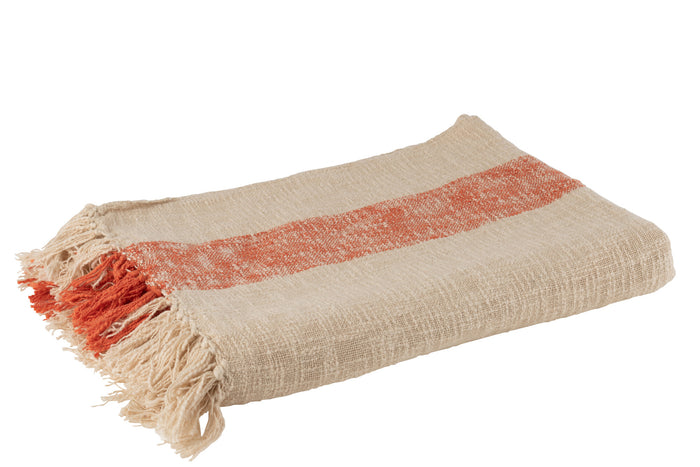 J-line - Plaid Emma Katoen Oranje - 210x140x1cm