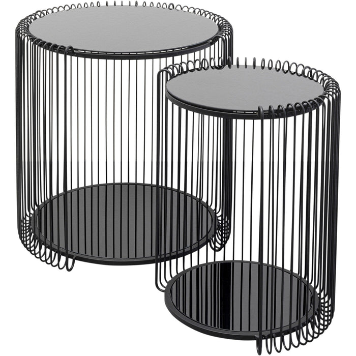 Bijzettafel Wire Double zwart (2|Set) Kare Design