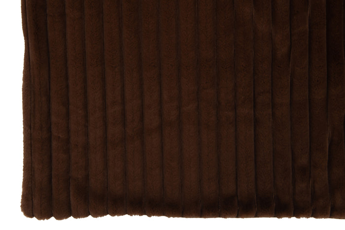 J-line - Plaid Corduroy Polyester Chocolade - 180x130x3cm