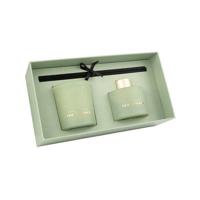 Ted Sparks - Geurkaars & Geurstokjes Diffuser - Gift Set - Bergamot &