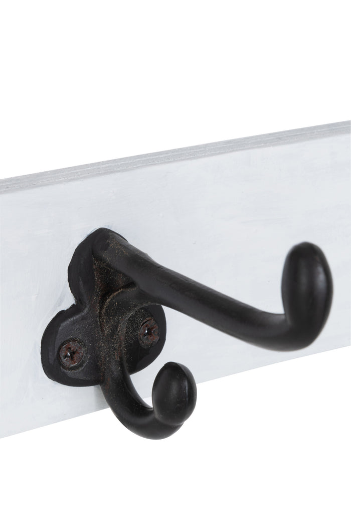 J-line - Kapstok Ski 5 Haken Hout Wit - 102x10.3x6.2cm