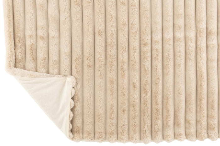 J-line - Plaid Large Corduroy Polyester Beige - 180x130x2cm