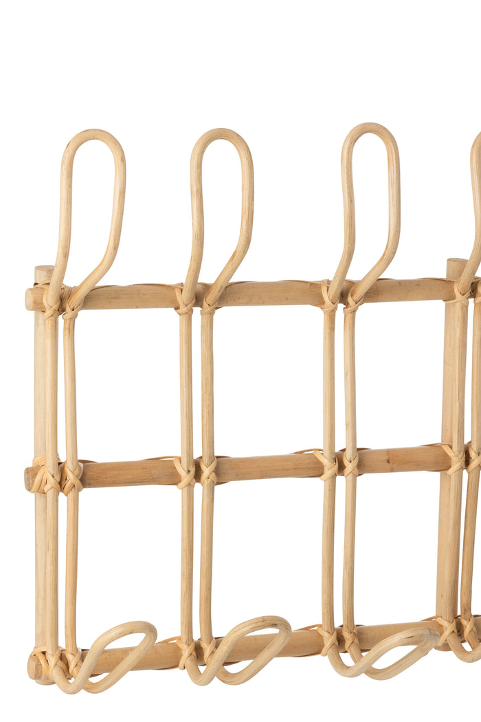 J-line - Kapstok Ellen 12 Haken Rotan Naturel - 110x1x28cm